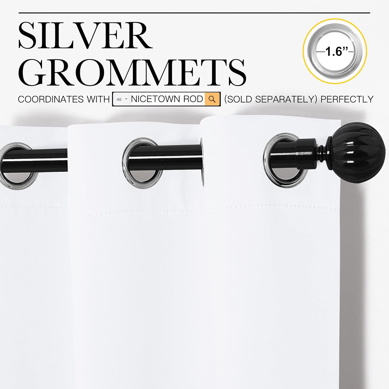 NICETOWN White Sliding Door Curtains - 55" x 96", 2-Piece Grommet Panels for Modern Sunlight Blocking