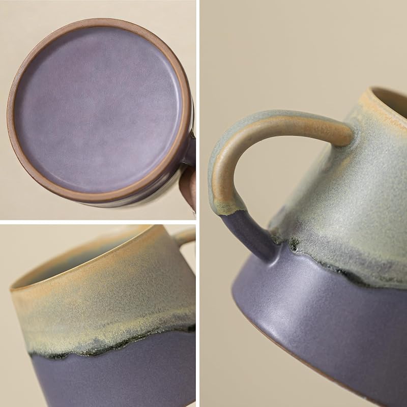 Wilderness Green 8 oz Vintage Handmade Ceramic Coffee Mug with Handle