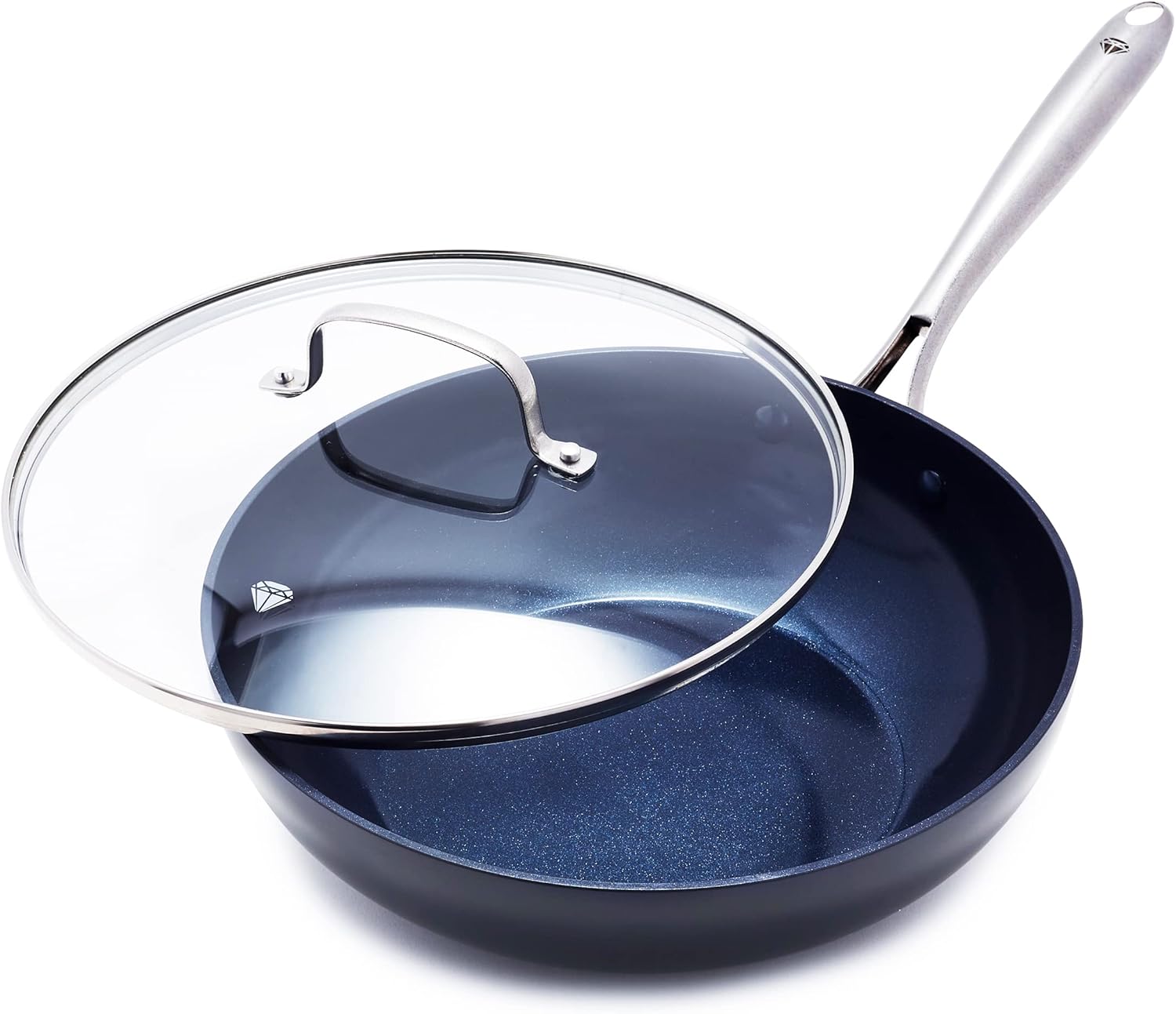 Blue Diamond Cookware - 11" Hard Anodized Ceramic Nonstick Frying Pan with Lid | PFAS-Free, Dishwasher & Oven Safe, Grey