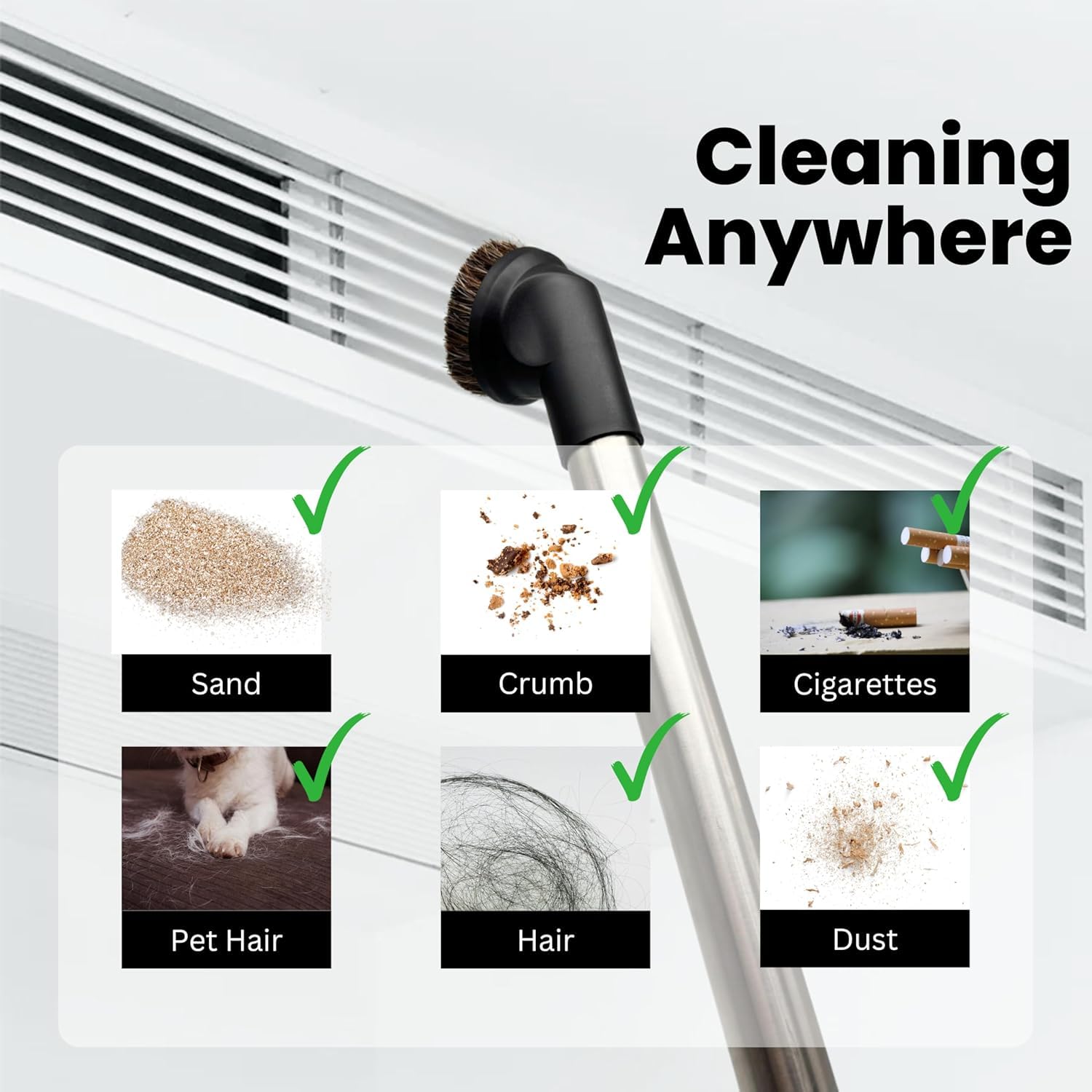 Round Horse Hair Vacuum Brush Attachment for Shark Vacuums, Compatible with Miele C1 Shark NV350 NV360 NV500 NV501 HV300 HV301 HV322 HV371 HV372 (1-3/8'' Vacuum Dusting Brush)