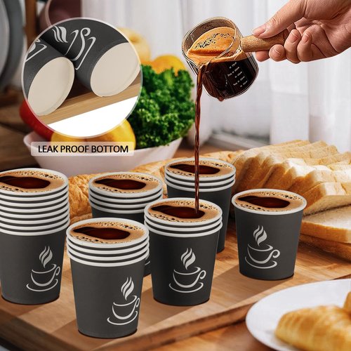 GGOLDMER 4 oz Paper Coffee Cups - 500 Pack Paper Espresso Cups, Disposable Coffee Cup, Small Paper Cup for Hot or Cold Beverage, Espresso, Capucino for Party, Picnic, Home, Office and Business (Black)