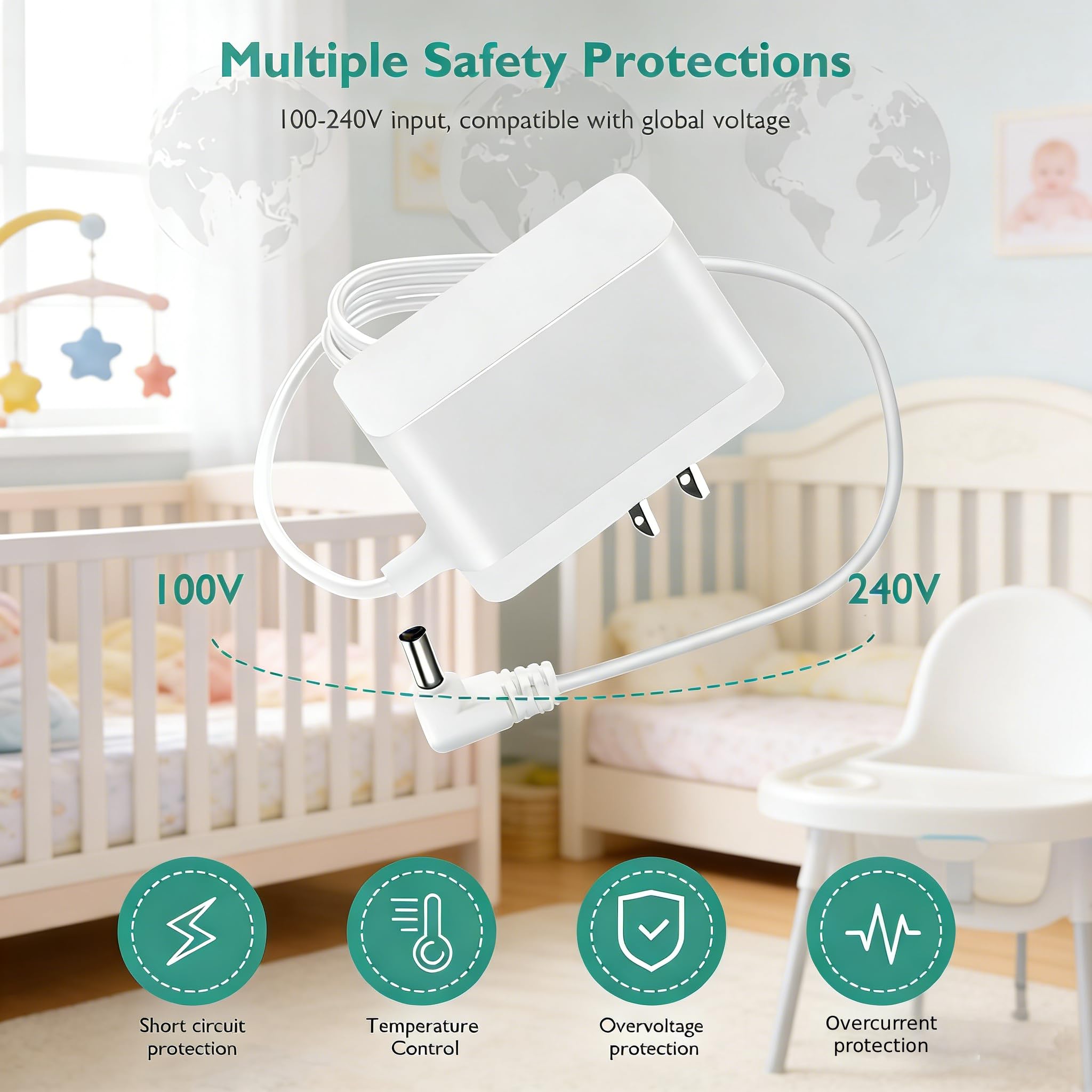 Lnauy Charger for Frida Baby Humidifier Compatible with Frida Baby 3-in-1 Cool Humidifier Power Cord Replacement Charging Cable 24V AC Power Adapter 5.9Ft