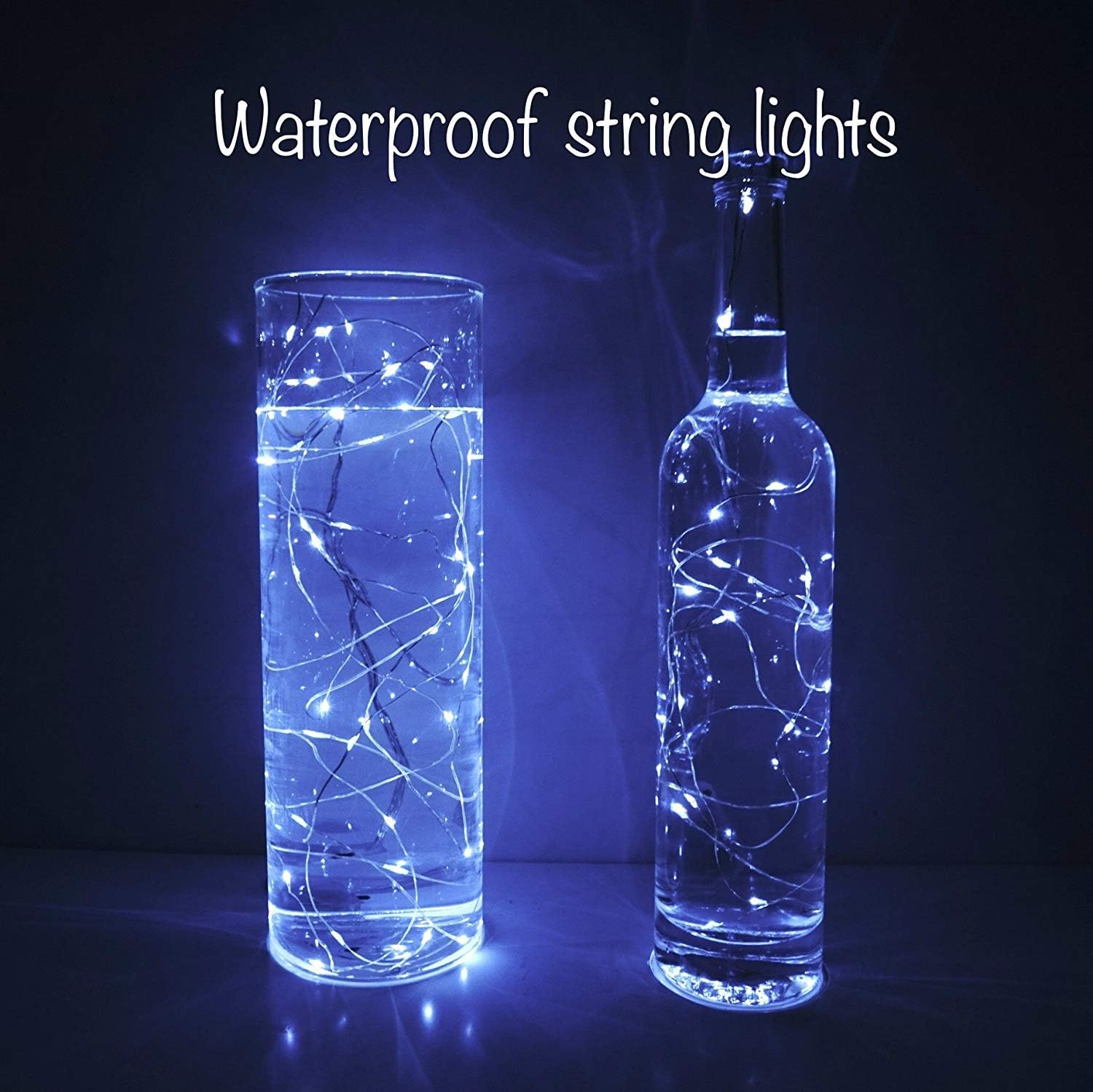 SunKite LED Fairy String Lights - 20 Waterproof Lights on 6.6 Ft Silver Copper Wire | 16 Color Options for Weddings & Parties