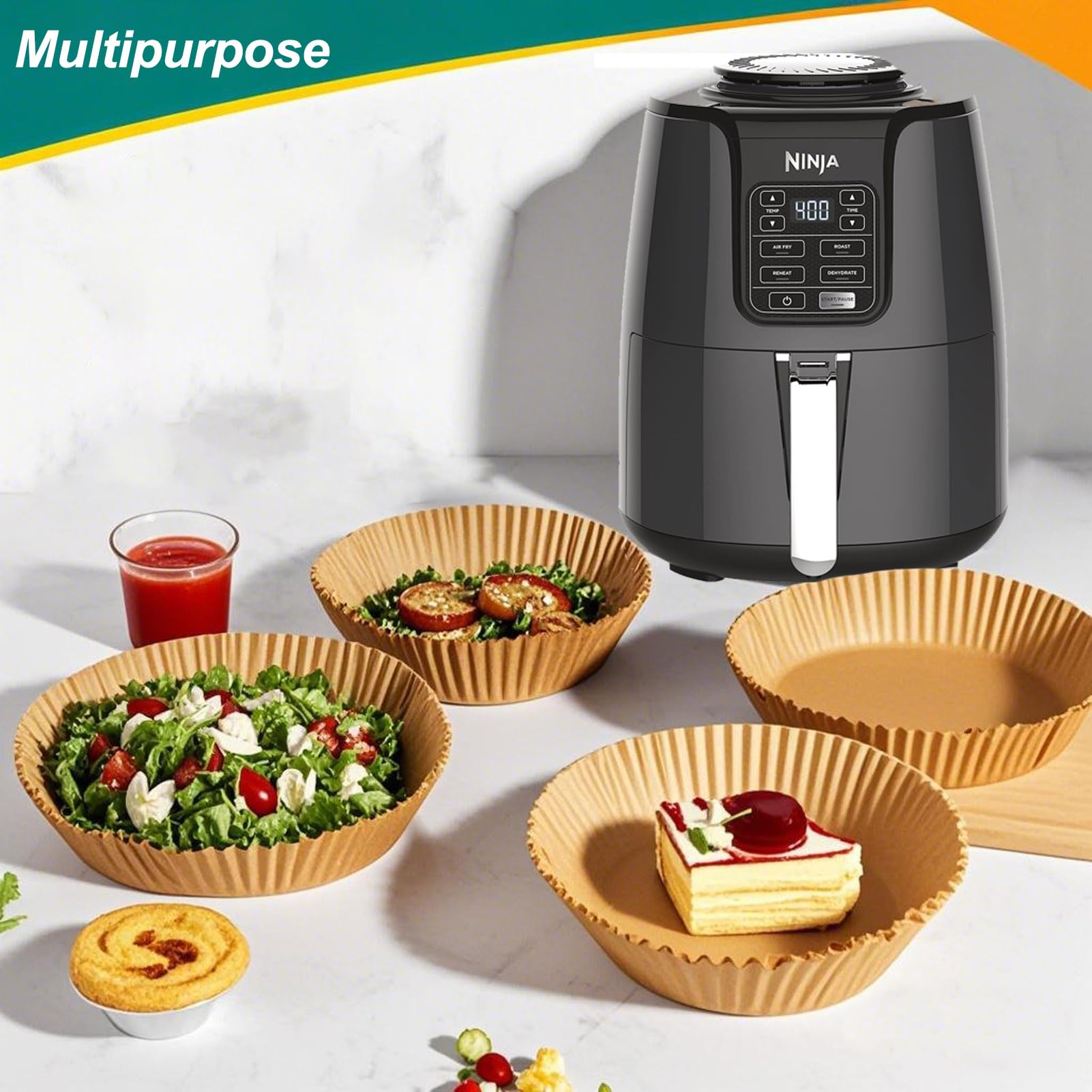 4 qt Air Fryer Liners, Ninja Foodi Liners, 200Pcs Air Fryer Liners Disposable 5qt 8 Inch Round, Circle Liners for Ninja AF101 AF150 XL AF161