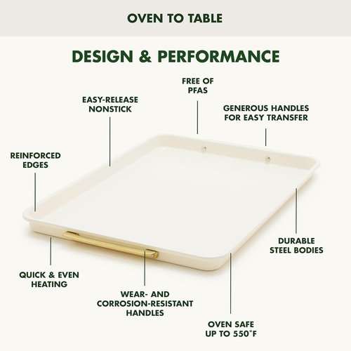 GreenPan Bakeware Set - 7 Piece Nonstick Ceramic Baking Sheets & Pans | PFAS & BPA Free, Cream