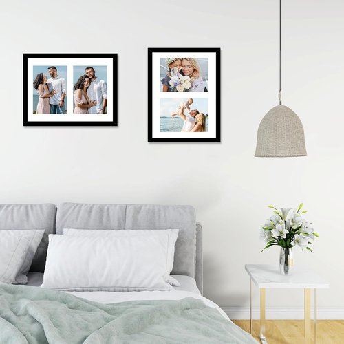 JCJMY Double Collage Picture Frame - Display 2 Photos (5x7) or 8.5x11 - Lightweight Black for Wall or Tabletop