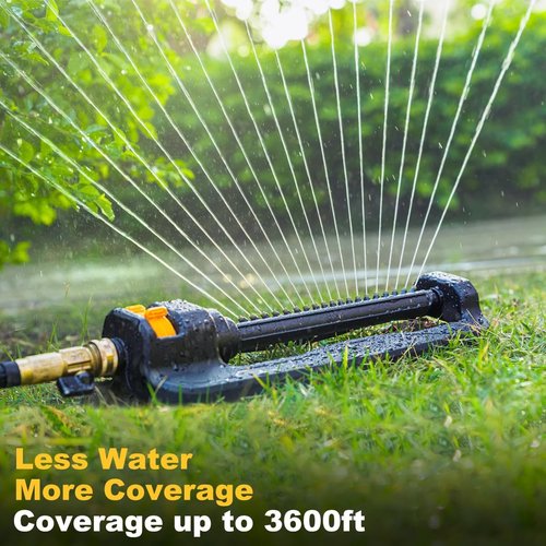 FANHAO Oscillating Sprinkler - Durable Lawn Watering System for Up to 3,600 Sq. Ft. | 19 Adjustable Nozzles