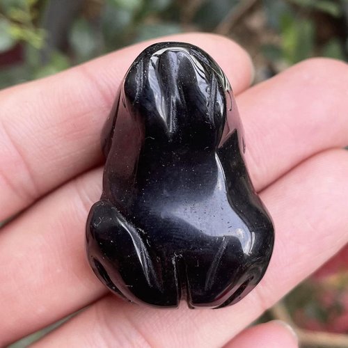 Fekuar Black Obsidian Frog Statue | Healing Crystal Animal Figurine | 1.5-Inch Pocket Decor