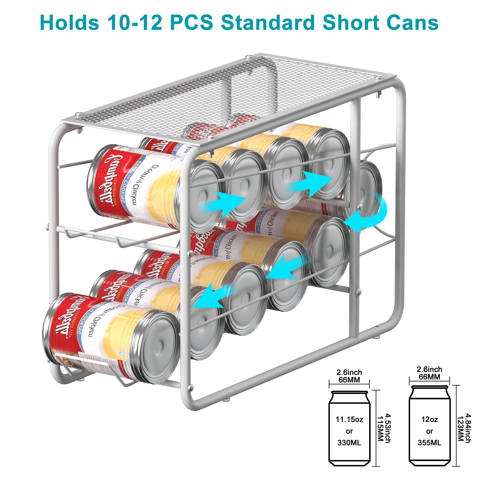 MOOACE 4 Pack Can Organizer for Pantry, Stackable Soda Can Dispenser Rack, Pantry Organizer Canned Food Storage Holder for Kitchen Refrigerator Cabinet, White