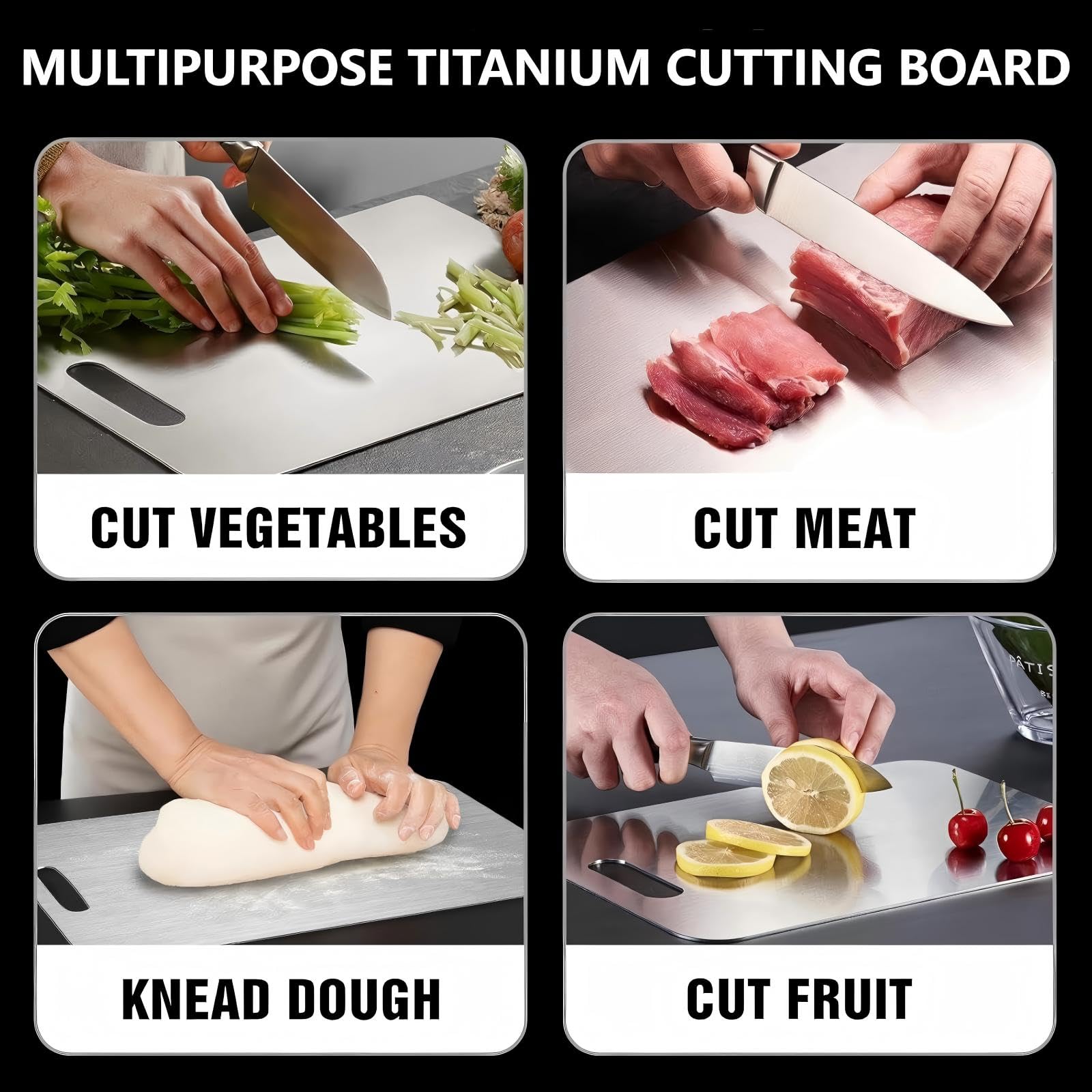 Titanium Cutting Board, Double Sided - Non Slip, Dishwasher Safe Chopping Board for Kitchen, Non Toxic, Easy to Clean, 2026 Upgrade (100% Pure Food Grade Titanium) (18''L x 12''W)