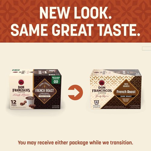 Don Francisco's French Roast Coffee Pods - Dark Roast, 12 Count | Compatible with Keurig Brewers