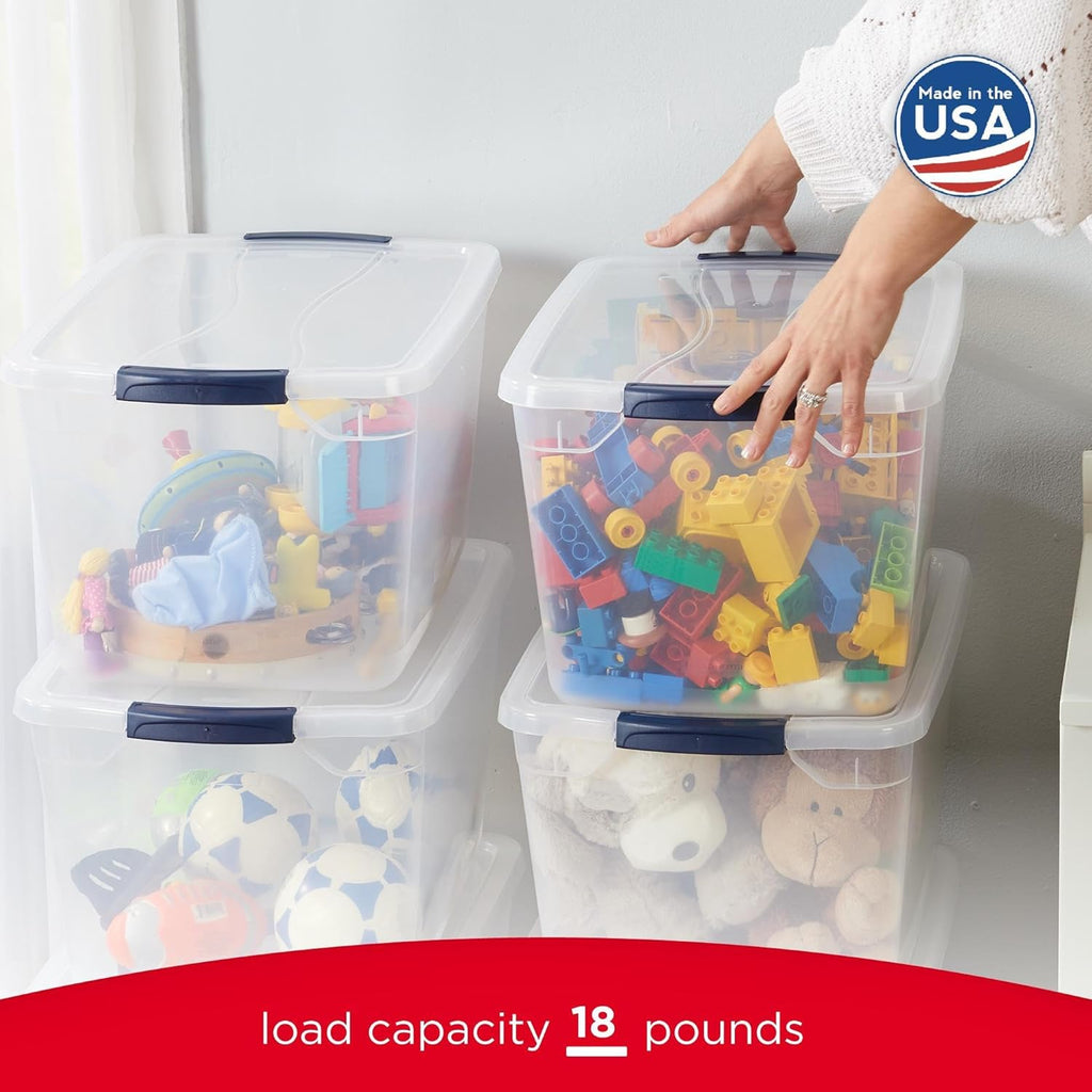 Rubbermaid Cleverstore Clear Storage Bins - 32 Qt, 6 Pack | Stackable Plastic Bins with Lids for Home Organization