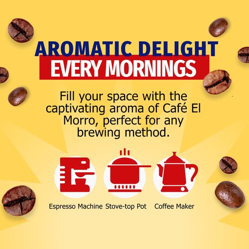 Premium Ground Coffee, Café El Morro, 250g (8.81 oz), Pack of 12, Gourmet Dark Roast Espresso Coffee, Vacuum Pack, Experience the Rich Taste of Puerto Rican Style Espresso