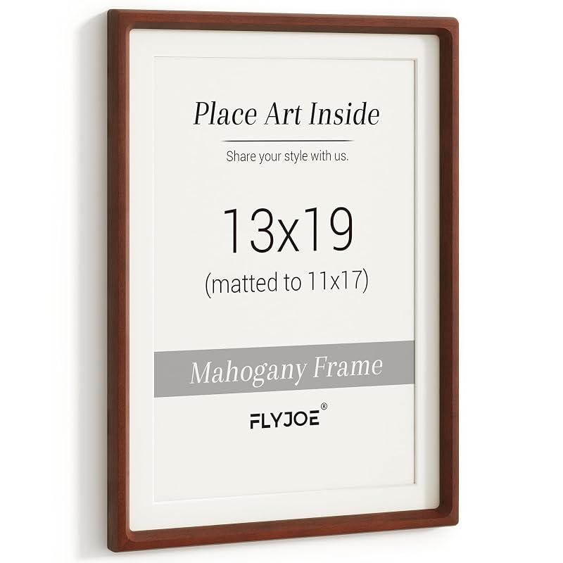 Mahogany USA-Sourced Picture Frame 13x19 - Hand-Milled Hardwood, Anti-Scratch Tempered Glass, Mortise & Tenon