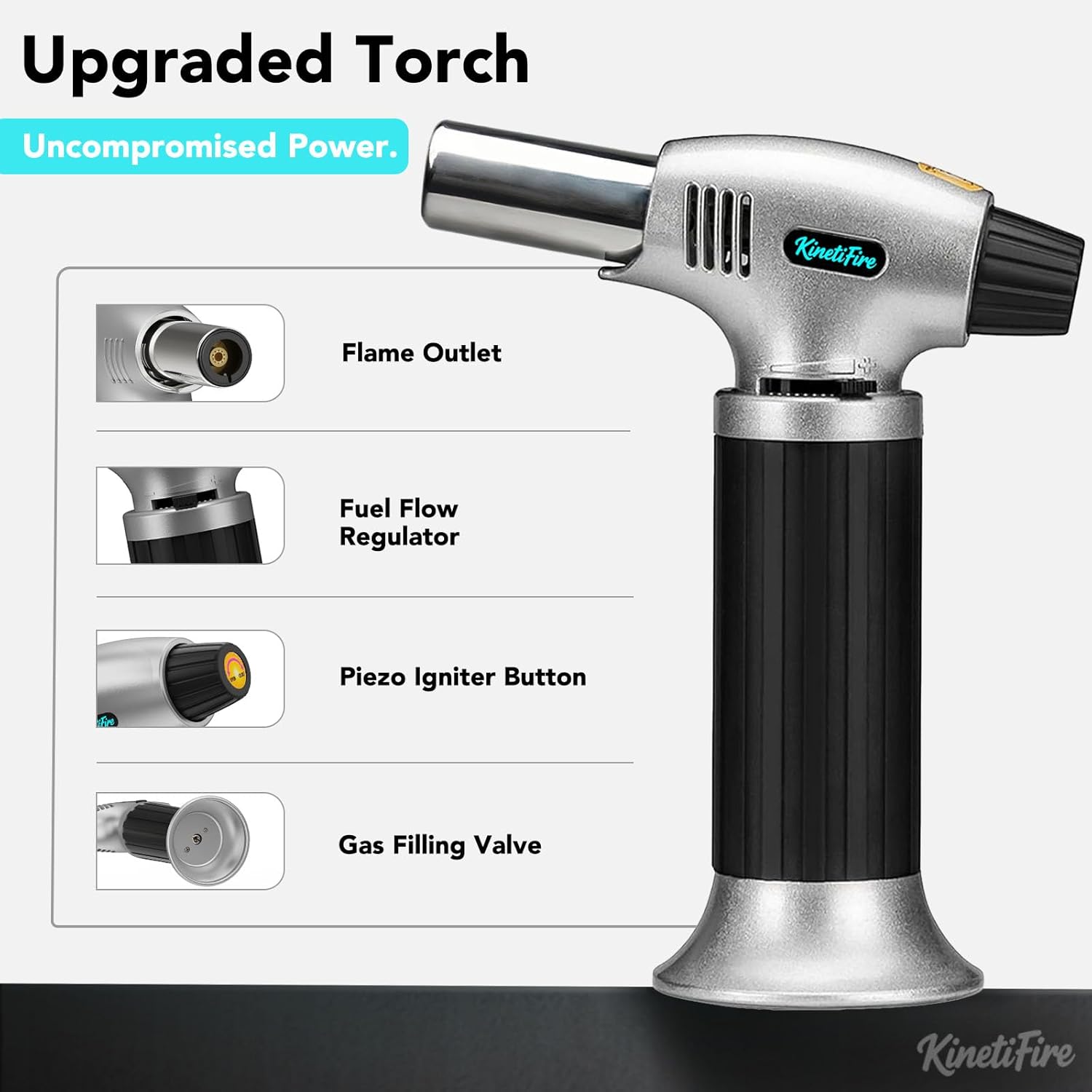 Skiennix Butane Torch Lighter - Refillable Kitchen Torch with Safety Lock & Adjustable Flame