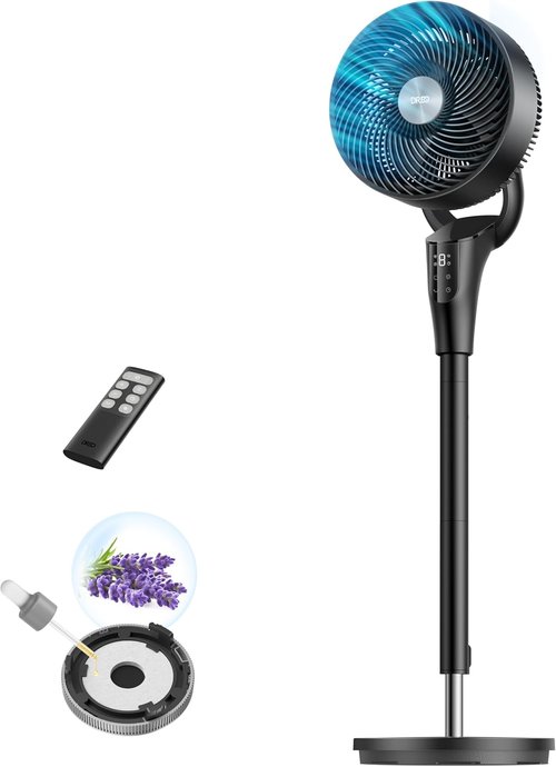 DREO 2026 Upgraded Oscillating Fan - 90ft Airflow, 20dB Quiet Operation, Adjustable Height 38-42''