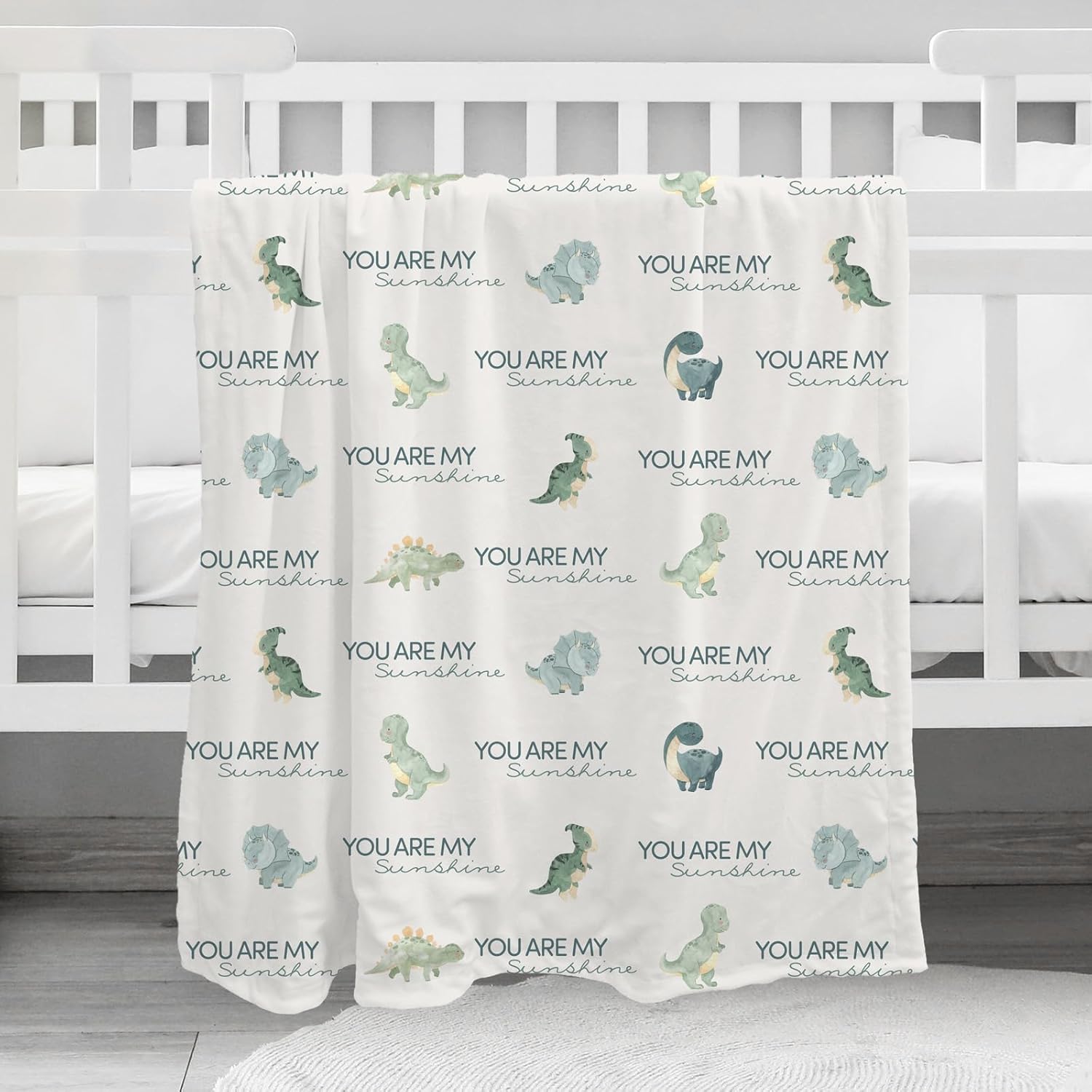 Skiennix Dinosaur Baby Blanket - Super Soft Double Layer Minky Nursery Throw (30" x 40") - Blue