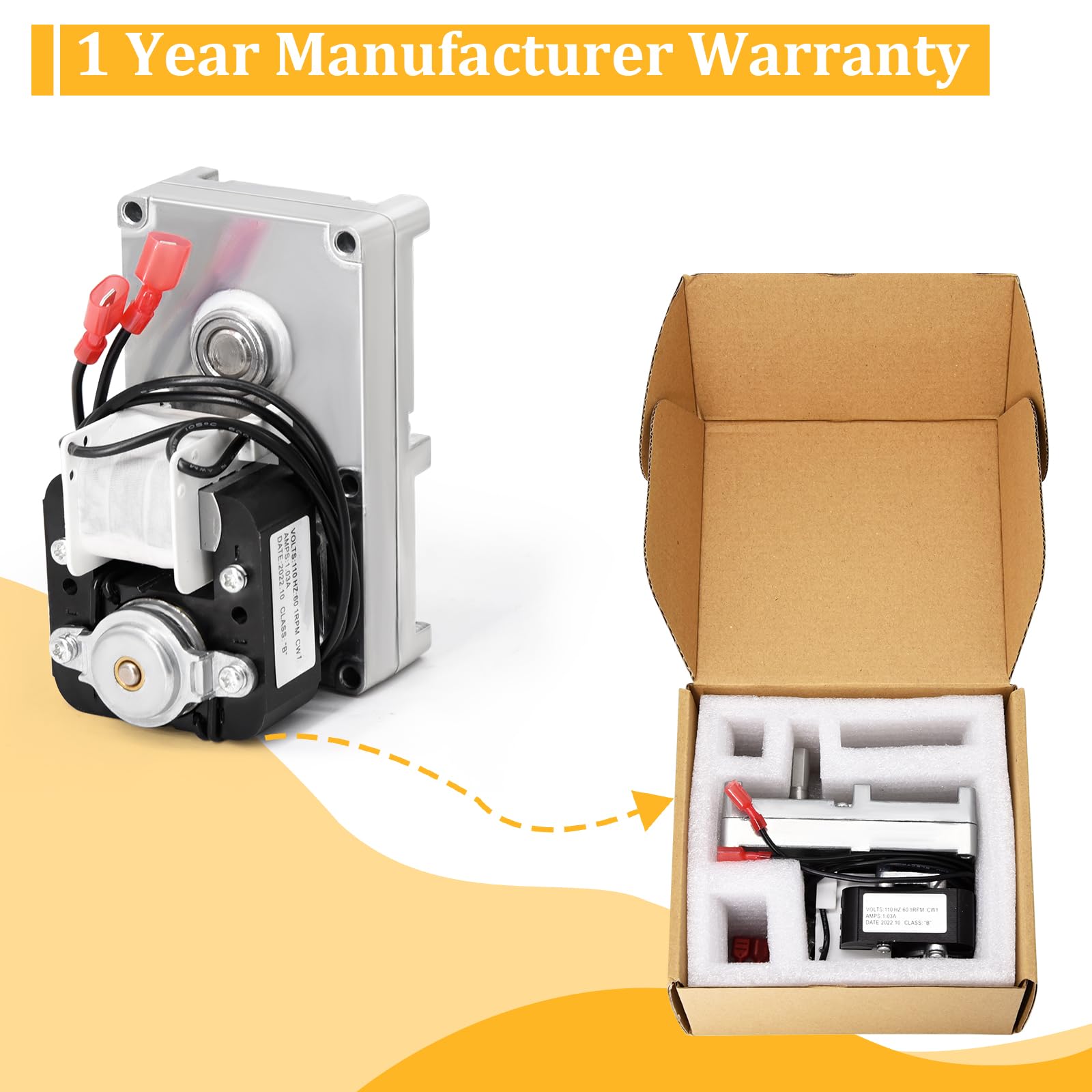 250-00526 Auger Motor for Avalon Astoria Bay & Newport Bay & 900 PS & Arbor & Avanti & AGP, Lopi Yankee Bay & Yankee PS & AGP & Leyden & Pioneer Bay & Foxfire Pellet Stoves, 1 RPM Auger Motor 90-0191