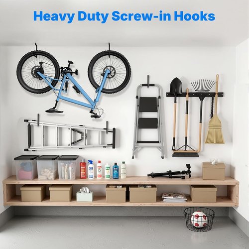 Housolution Heavy-Duty Bike Hooks - 8-Inch Wall & Ceiling Mount | 75 LBS Capacity, Anti-Slip Coating, 4 Pack