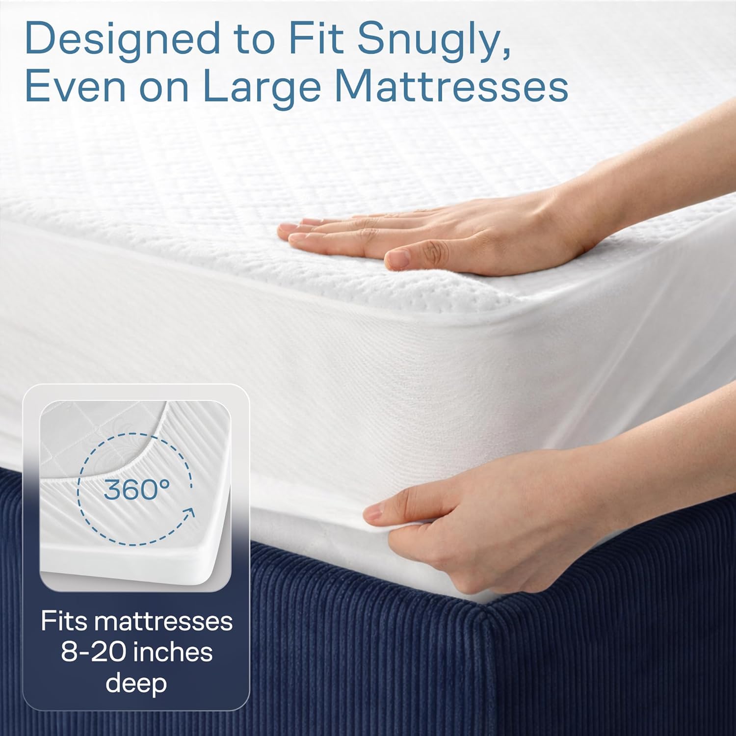 100% Waterproof Twin Mattress Protector - Noiseless & Cooling Bamboo Viscose - Ultimate Spill & Stain Defense (White)