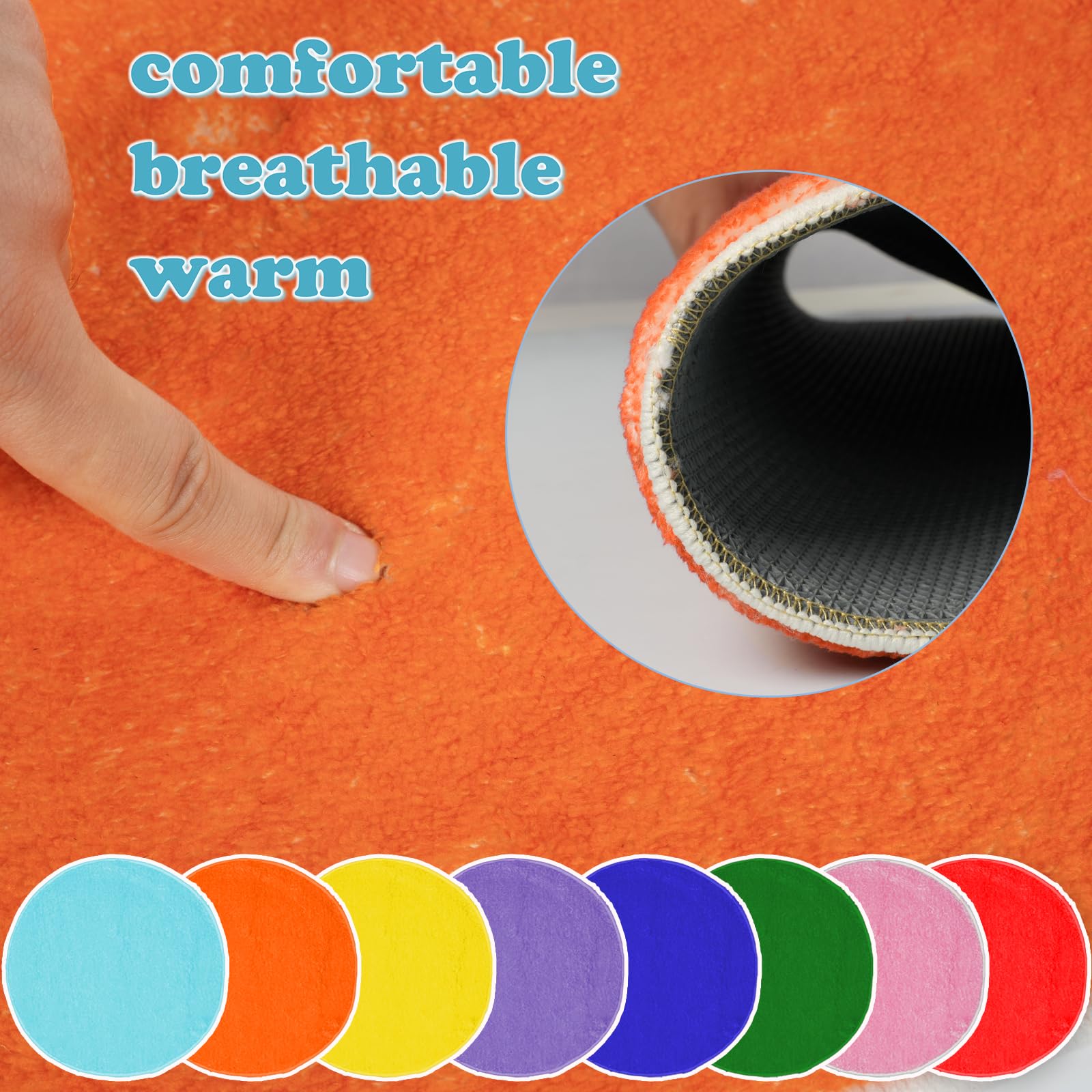 8 Pcs Kids Carpet Circle Seats Classroom Rugs 16" Kids Floor Cushions Round Soft Warm Mat for Preschool Home School Story Time, Group Activity Educational Playing Areas