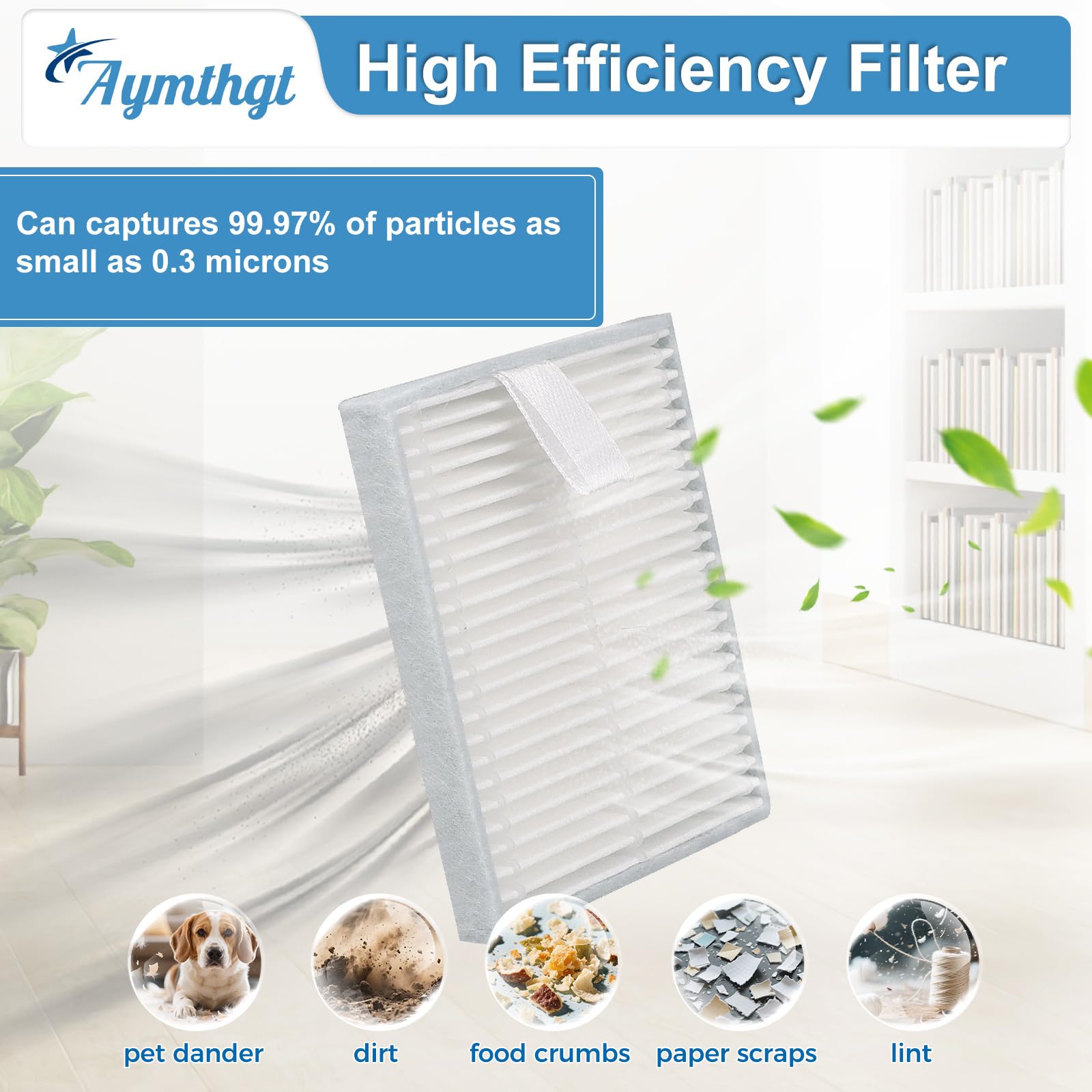 Aymthgt 19 PCS Q0520 Replacement Parts for iRobot Roomba 104/Q0520/Q052/105 Vac/105 Combo Vacuum,2 Roller Brush, 6 Side Brushes, 6 HEPA Filters, 4 Dust Bags and 1 Clean Brush