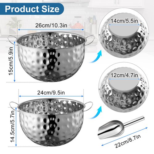 Ice Bucket of 2 Pack, 7L (10.3 * 10.3 * 5.9in) Large Ice Buckets for Parties,Metal Beverage Tub,Wine Bucket with Scoop,Champagne Bucket,Large Ice Buckets for Wine,Beer, Bottle Drinks, Dishwasher Safe