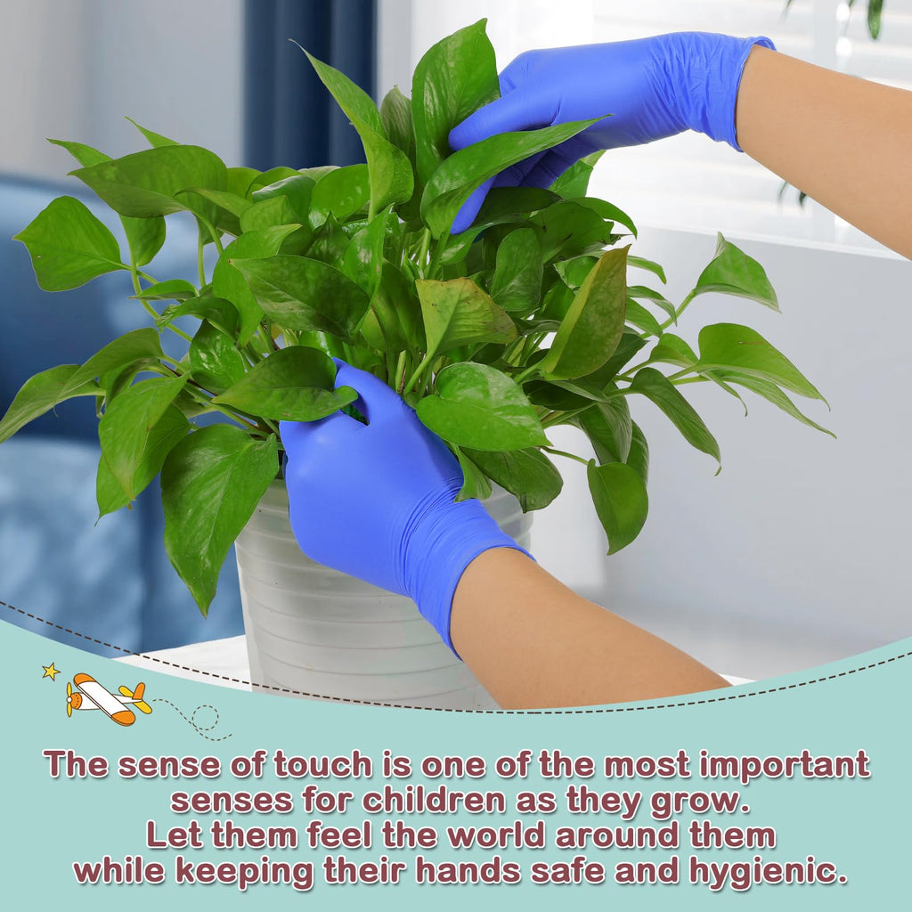 KAHACIYO Kids Nitrile Gloves, Disposable Nitrile Gloves for 4-10 Years - Latex and Powder Free -Kid Size for Cooking, Gardening Crafting, Painting, Cooking, Cleaning(100PCS)