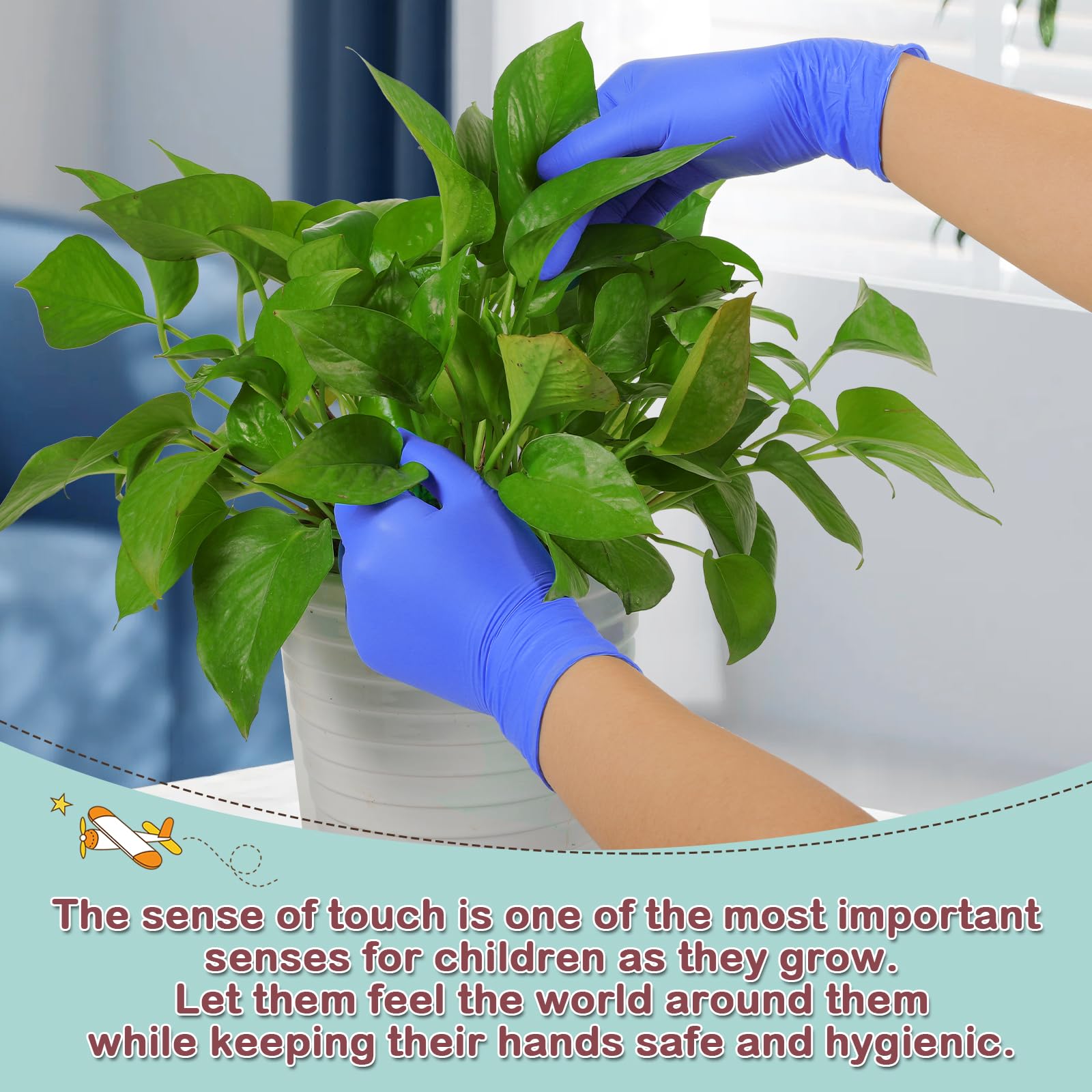 KAHACIYO Kids Nitrile Gloves, Disposable Nitrile Gloves for 4-10 Years - Latex and Powder Free -Kid Size for Cooking, Gardening Crafting, Painting, Cooking, Cleaning(100PCS)