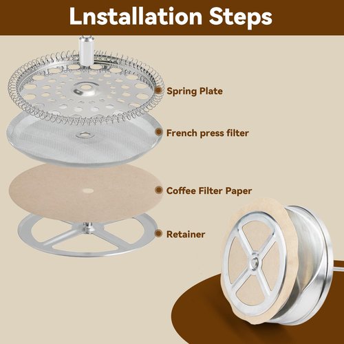 Paper Coffee Filters Compatible with Stanley French Press, 100 Pcs Disposable Perforated Brown Filter Paper for Stanley Coffee Maker 48 oz