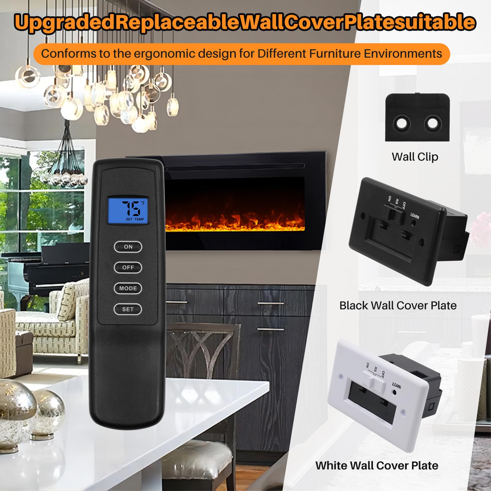 Upgrade Gas Fireplace Remote Control Kit, Millivolt Gas Valve Fireplaces and Stoves LCD Screen with Thermostatic, Compatible with Skytech, Majestic, Ambient, monessen, Vermont etc, 5 Year Warranty