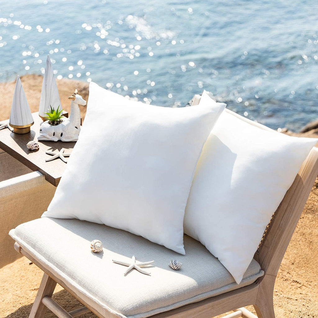 Phantoscope Premium Outdoor Pillow Inserts - Water Resistant Polyester Throw Pillows | 16" x 16" - Pack of 2