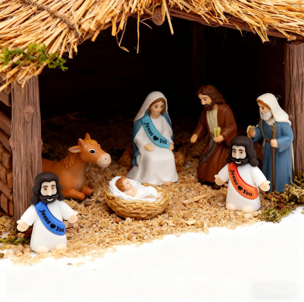 Owurha Jesus Love You Mini Figures - 300 Pcs Tiny Religious Figurines for Parties, Baptism Gifts & Easter