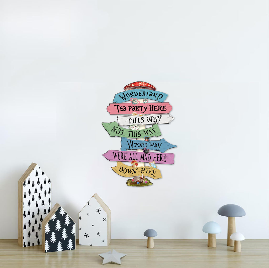 Welcome To Wonderland Directional Arrows Sign,16x12,Wonderland Party Decorations,Kids Room Decor For Girls