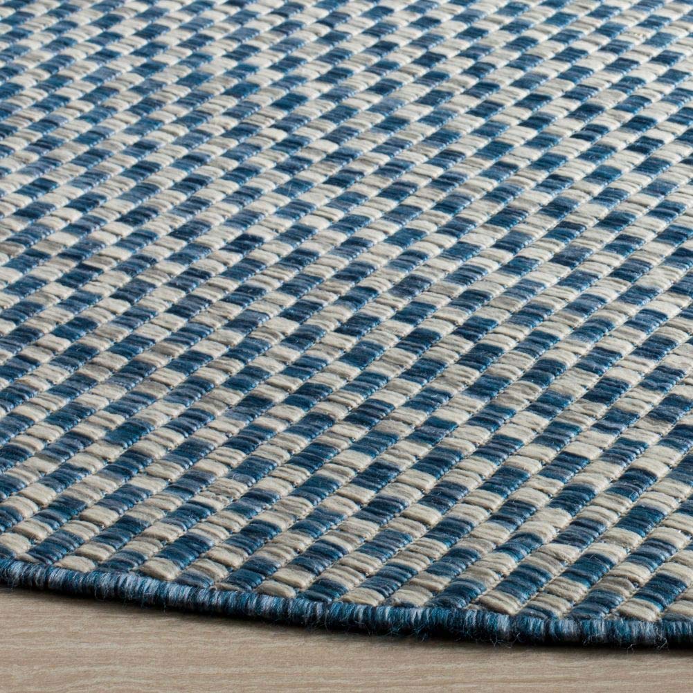 SAFAVIEH Courtyard Collection 4' Round Blue/Grey CY8653 Indoor/ Outside Waterproof Easy cleansingPatio Backyard Mudroom Area Mat