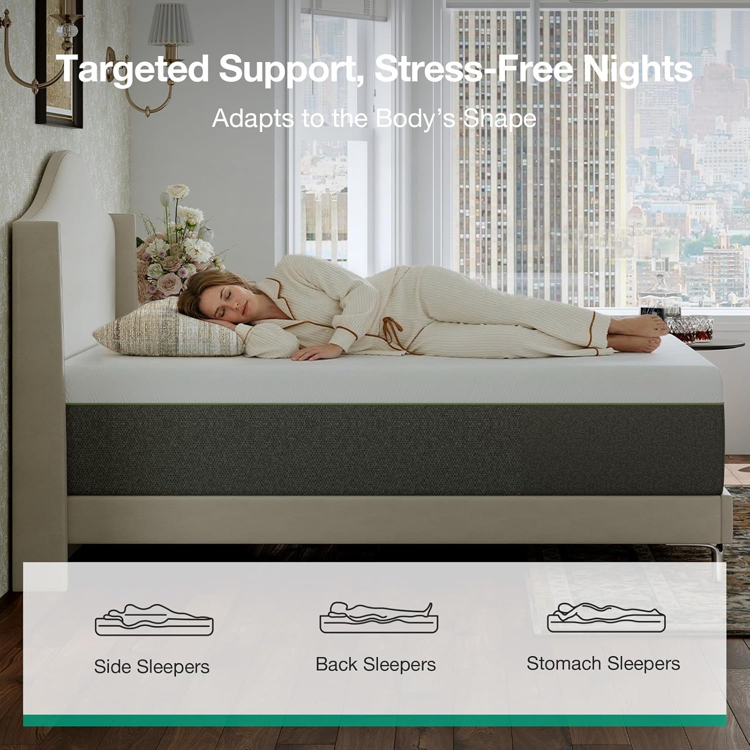 Novilla Bliss Twin Mattress - 10 Inch Green Tea Memory Foam for Refreshing Sleep | Cool-Touch Cover & Pain Relief