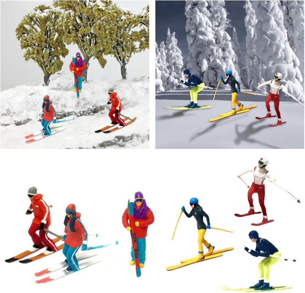 Skiennix Miniature Skiing Figures - 6Pcs Hand-Painted Scene Accessories for DIY Projects and Decor