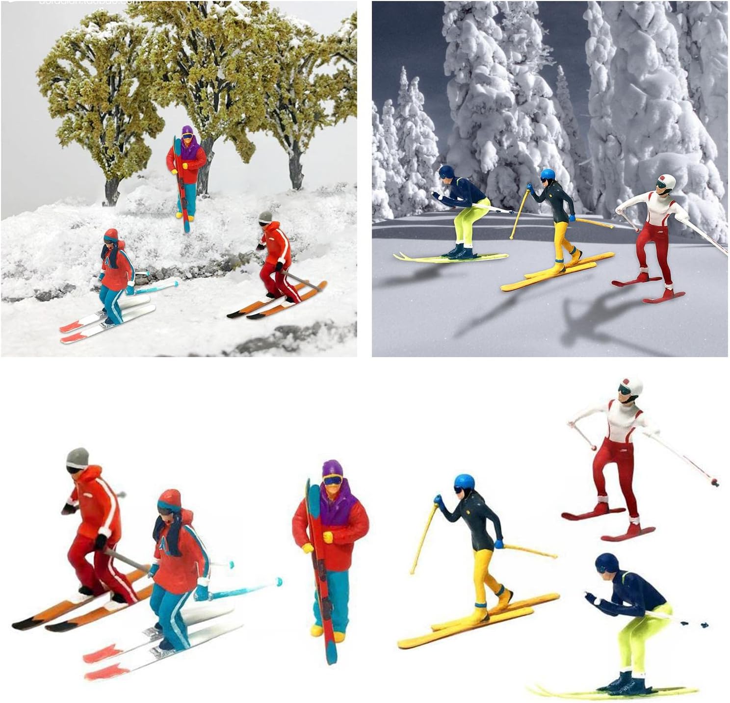 Skiennix Miniature Skiing Figures - 6Pcs Hand-Painted Scene Accessories for DIY Projects and Decor