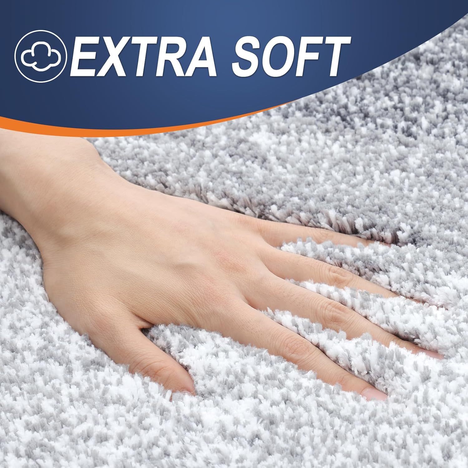 OLANLY Large Bath Rugs - Extra Soft Microfiber Mat 54x24 | Quick-Dry, Washable, Rubber Backing - Light Grey