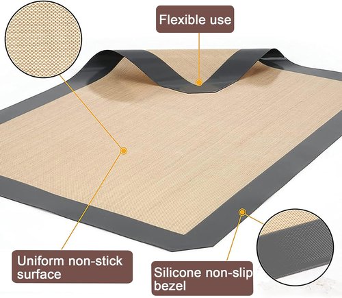 Inmorven Non-Stick Silicone Baking Mats - Food Safe Reusable Liner Sheets for Cookies & Pastries | 2-Pack