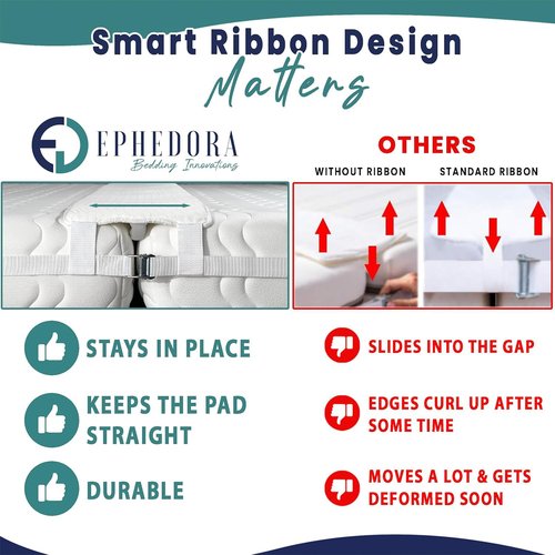 EPHEDORA 10" Extra Wide Bed Bridge Twin XL to King Converter Kit - Split King Gap Filler for Adjustable Bed - Mattress Connector & Gap Filler for Bed - Heavy Duty Metal Buckle Strap - 25D Memory Foam
