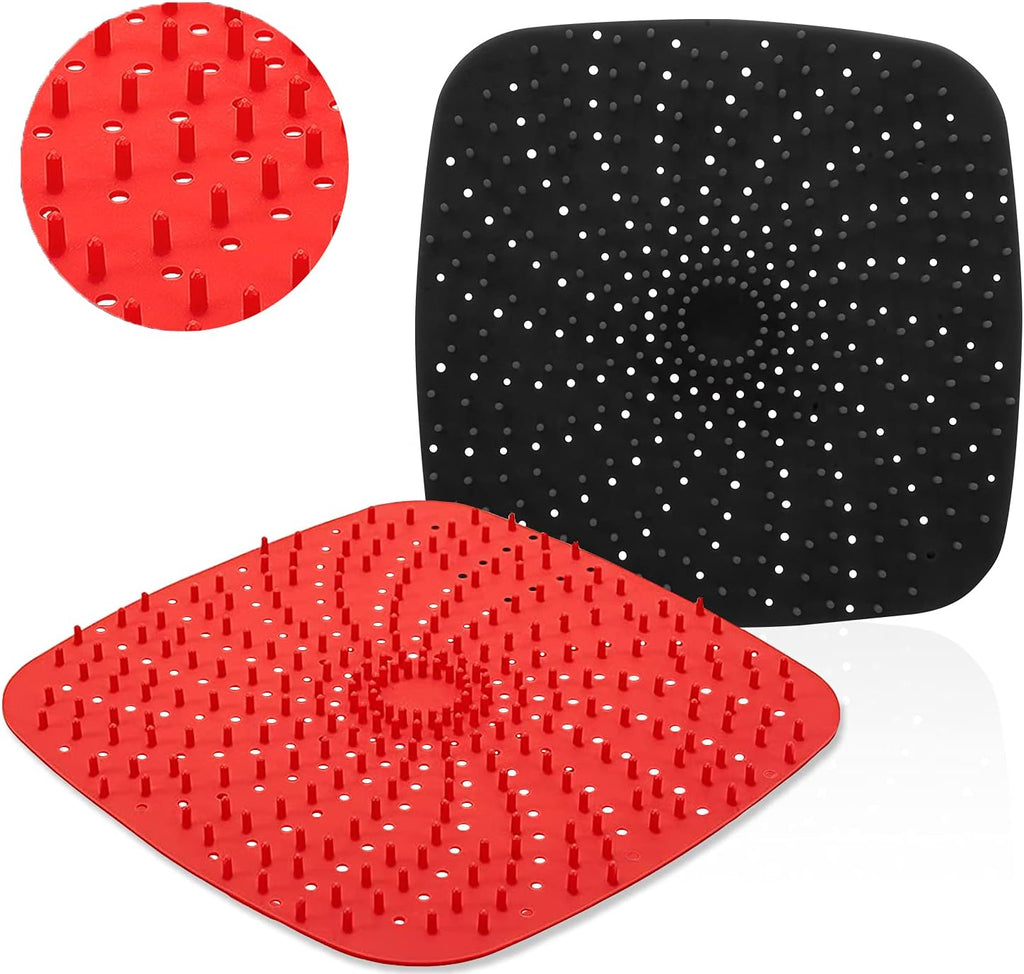 Upgrade Reusable Air Fryer Liners - Patented BPA-Free Non-Stick Silicone Mats | 9-Inch Square & More