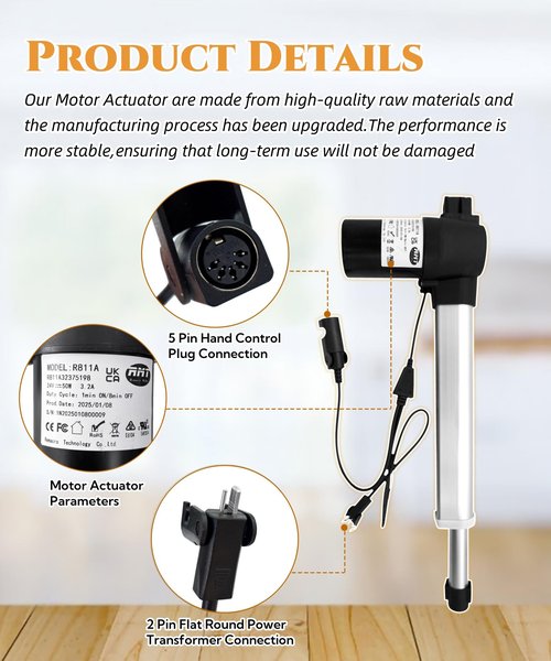 Maigoo Power Recliner Chair Motor and Actuator Replacement Model R811A32375198 for Sofa Lift Chairs,Part Number R811A