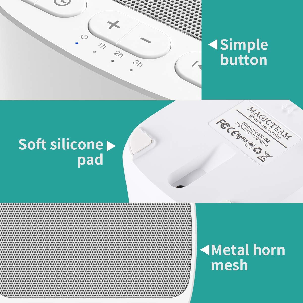 Magicteam White Noise Machine - 40 Soothing Sounds, Memory Function & Sleep Timer | Ideal for Babies, Kids & Adults