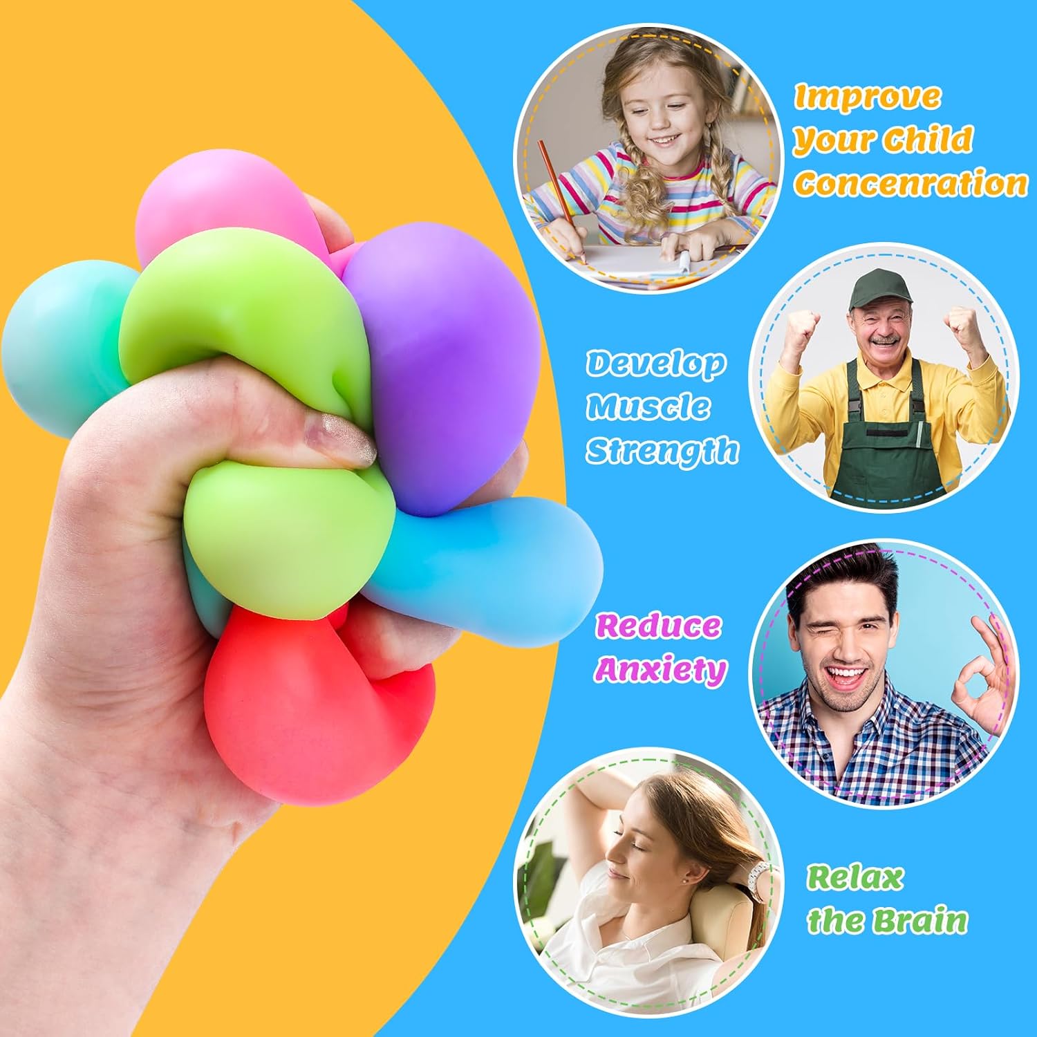 Skiennix 12 Pack Slow Rising Stress Cubes - Soft Squishy Fidget Toys for Anxiety Relief | Perfect for Kids & Adults