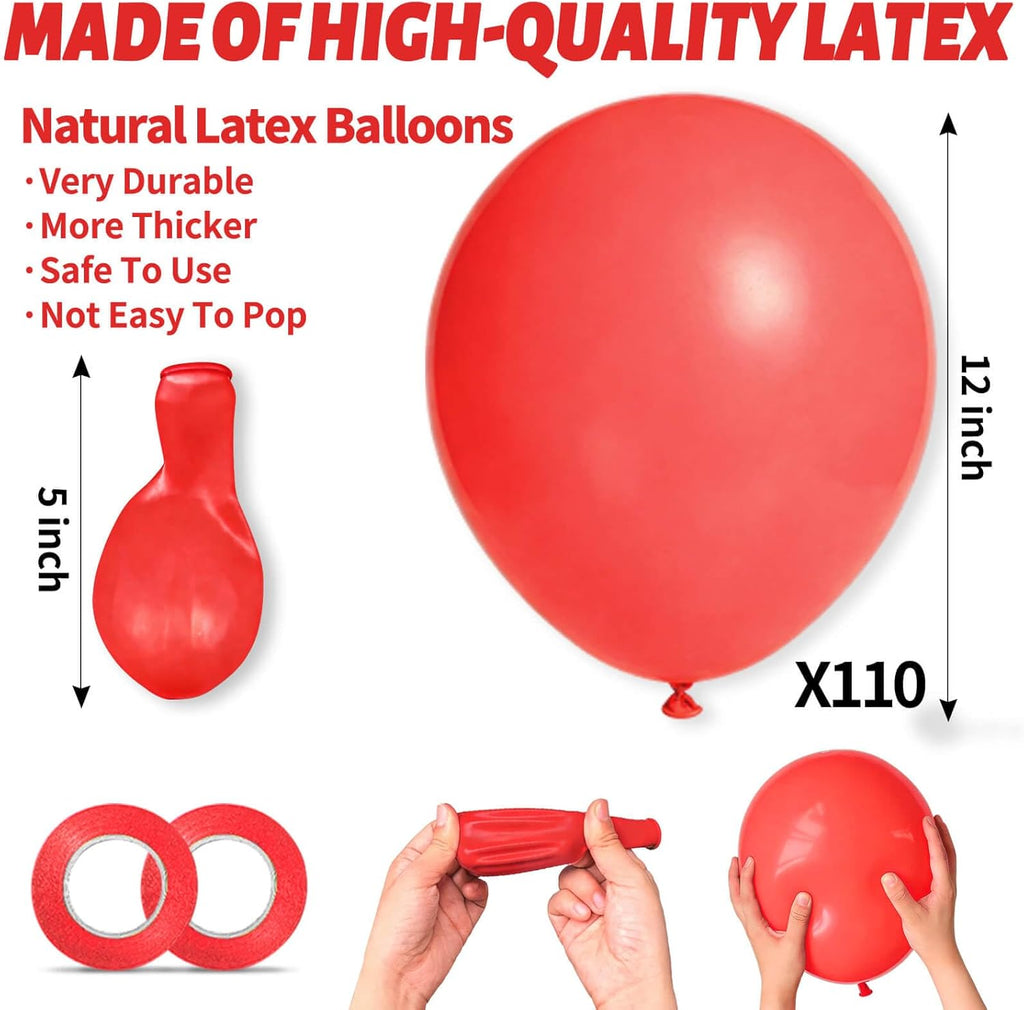 Coral Red Latex Balloons by [Brand Name] - 110pcs 12 Inch for Birthday Party, Baby Shower & Wedding