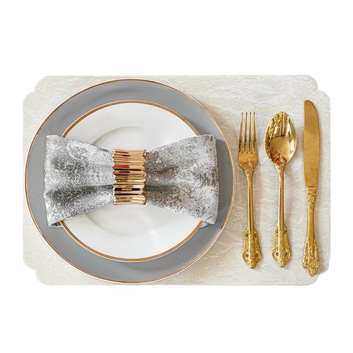ZIWUROAD Faux Leather Placemats Set of 6, Waterproof Oil-Proof Wipeable PU Place Mats, Heat Resistant Non Slip Dining Table Mats for Indoor, Outdoor - 11x15.7 Inch, Velvet Beige