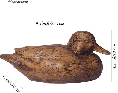Hymmah Wooden Texture Duck Statue - Rustic Home Decor for Living Room | Boho Resin Animal Figurine