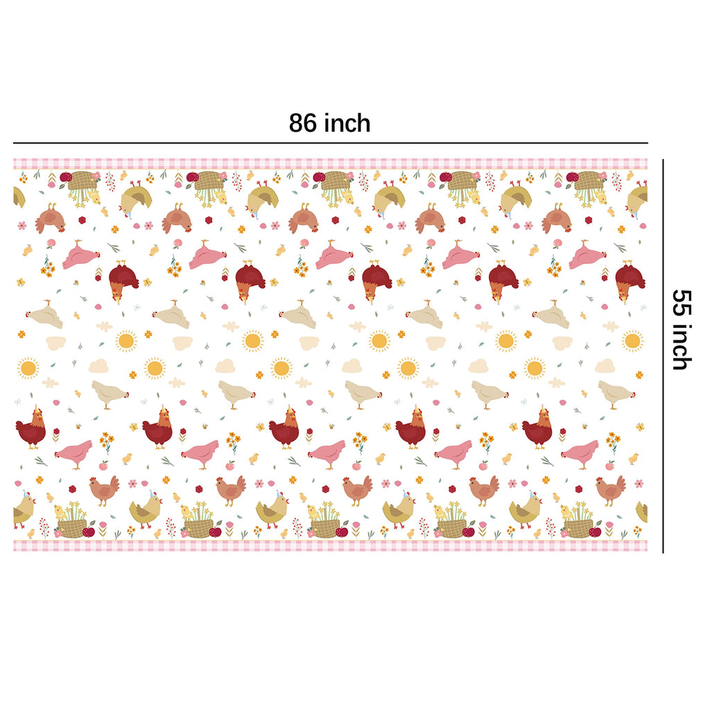 Suhelkit Chicken Party Decorations Tablecloth for Birthday Baby Shower, 3 Pack Farm Animal Barnyard Little Chick Birthday Party Supplies Table Cover, 55in x 86in