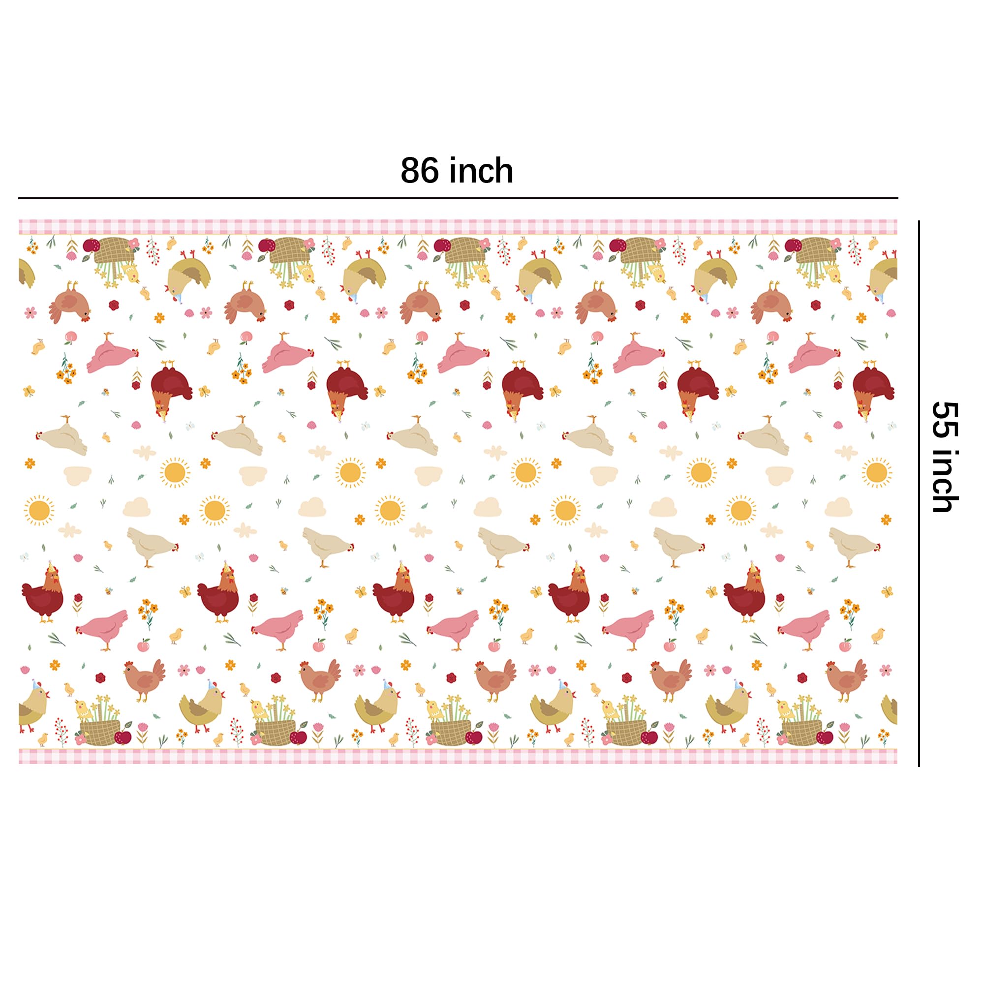 Suhelkit Chicken Party Decorations Tablecloth for Birthday Baby Shower, 3 Pack Farm Animal Barnyard Little Chick Birthday Party Supplies Table Cover, 55in x 86in
